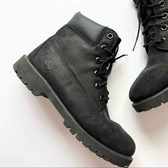 Timberland juniors all black waterproof boots Size 6 premium black nubuck 6 inch - Picture 5 of 16